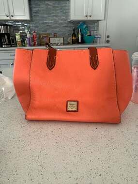 Dooney & Bourke Pebble Grain Coral Leather Small Lexi Tote Bag